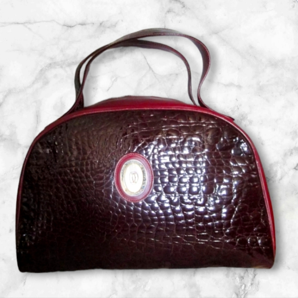 Cartier Elegant Burgundy “Real Crocodile”- Leather Satchel